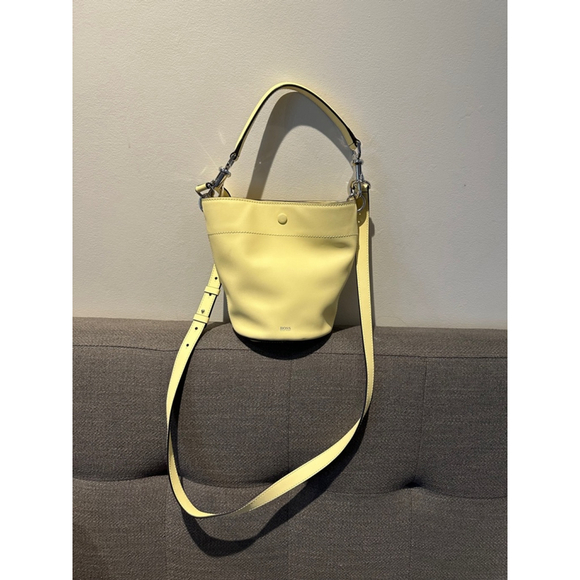 Women's Hugo Boss Yellow Leather Bucket Bag Small